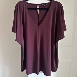 Universal Standard Lansbury Crepe Jersey Blouse, Black Cherry, L (22/24)